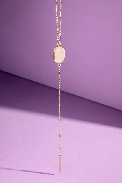 Natural Stone Lariat Necklace.