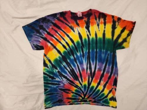 Rainbow Tie Dye with Black Splash T-shirt - Random Hippie