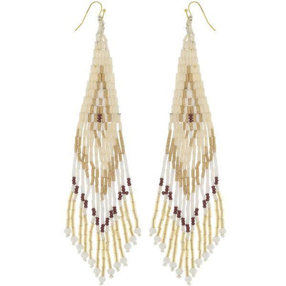 Seed Bead Fringe Earrings Triangle Pattern - Random Hippie