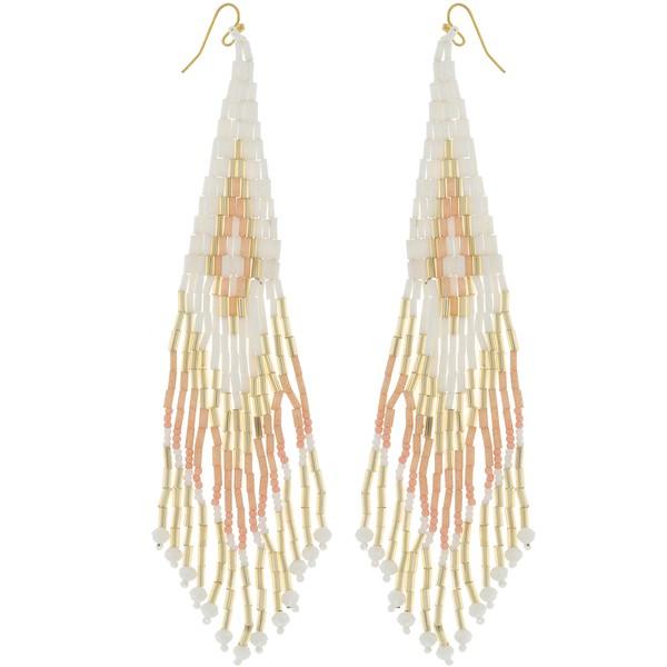 Seed Bead Fringe Earrings Triangle Pattern - Random Hippie
