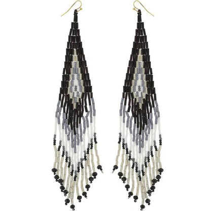 Seed Bead Fringe Earrings Triangle Pattern - Random Hippie