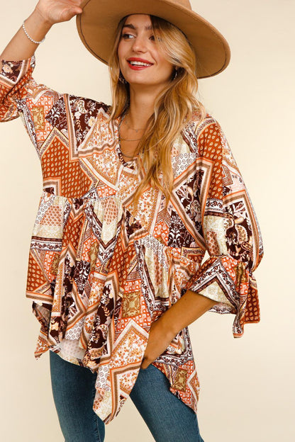 Shark Bite Three Quarter Sleeve Top - Random Hippie