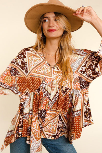 Shark Bite Three Quarter Sleeve Top - Random Hippie