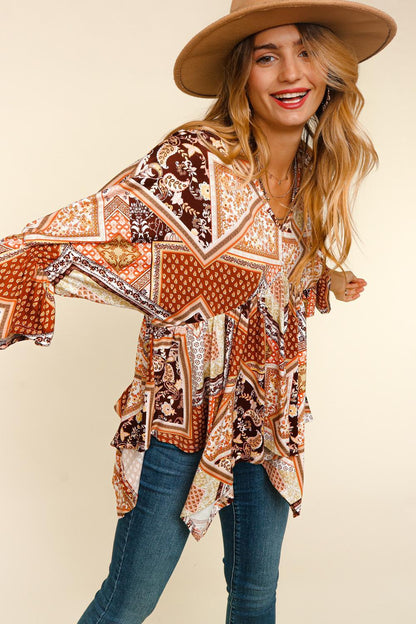 Shark Bite Three Quarter Sleeve Top - Random Hippie