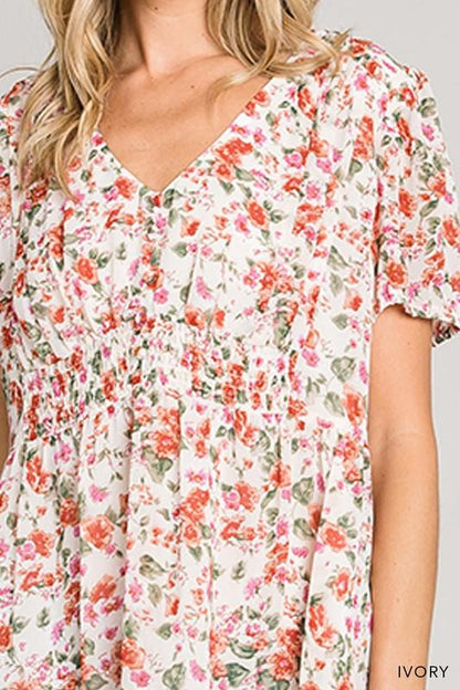 Short Sleeve Ditzy Floral Printed Top - Random Hippie