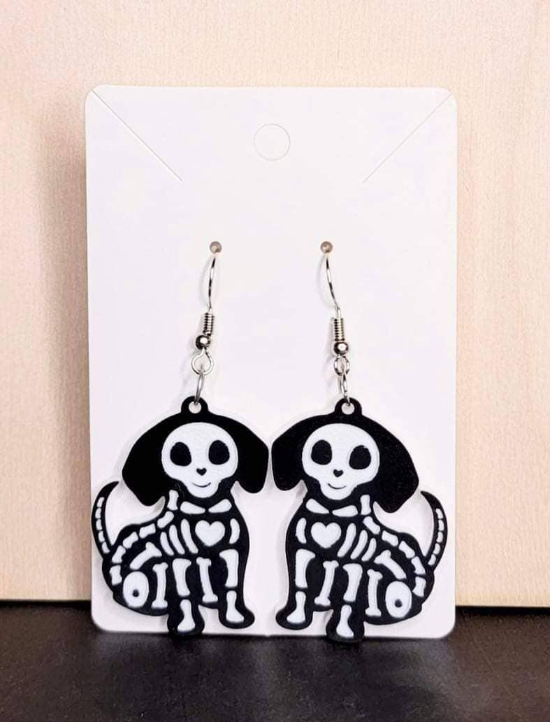 Skeleton Dog Earring Dangles - Halloween - Random Hippie