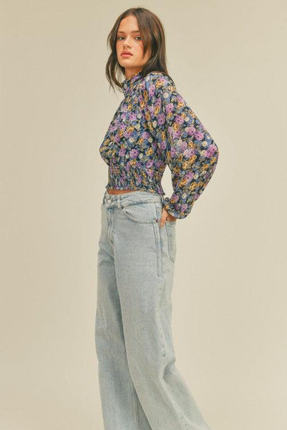 Smocked Waist Open Back Choker Top - Random Hippie