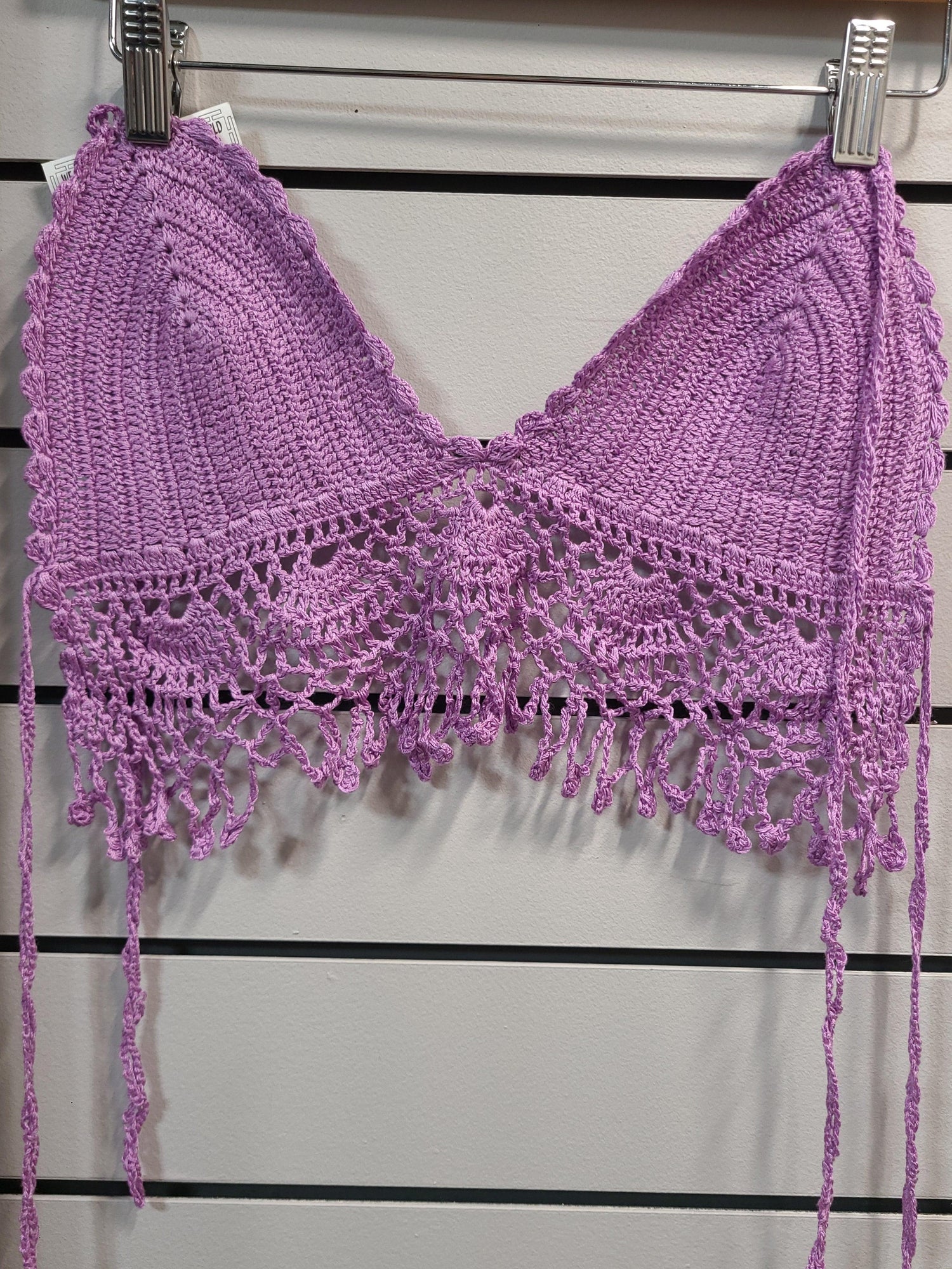 SUMMER OF LOVE CROCHET HALTER TOP WITH FRINGE - Random Hippie