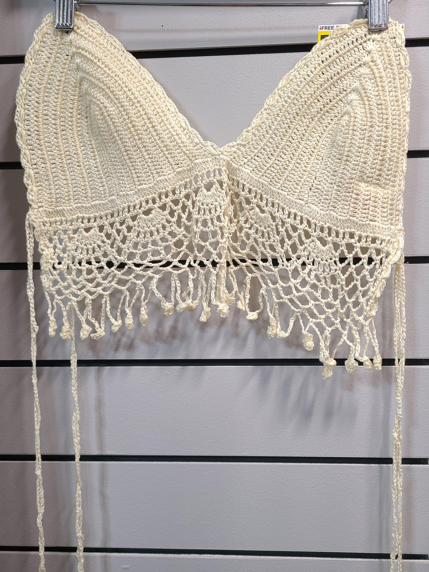 SUMMER OF LOVE CROCHET HALTER TOP WITH FRINGE - Random Hippie