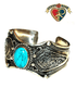 Turquoise Stone Filigree Metal Wrist Cuff Bracelet - Random Hippie