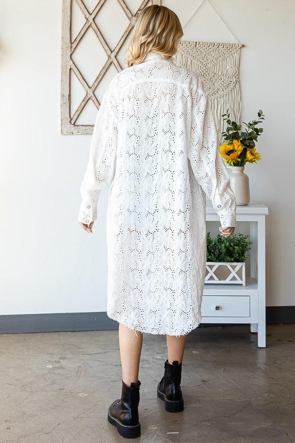 Washed Eyelet Long Jacket - Random Hippie