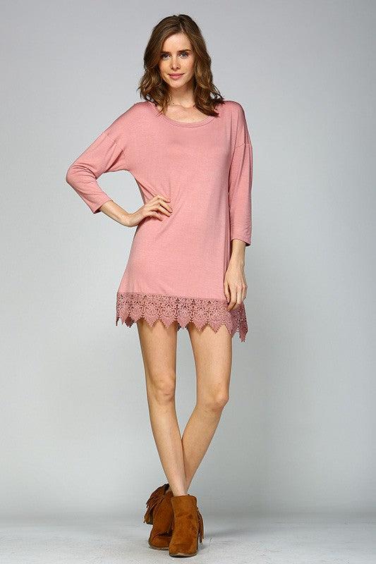 3/4 Sleeve Lace Trim Tunic.