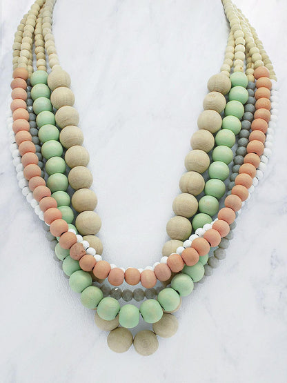 Wood Bead Necklace.