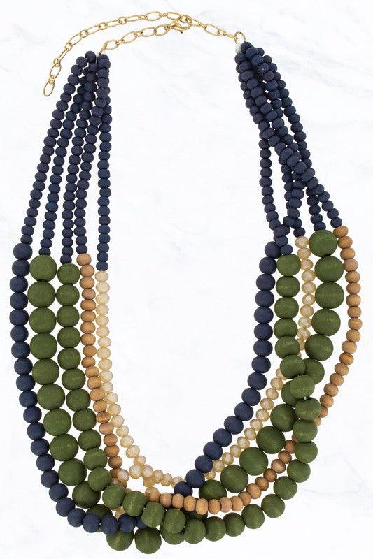 Wood Bead Necklace.