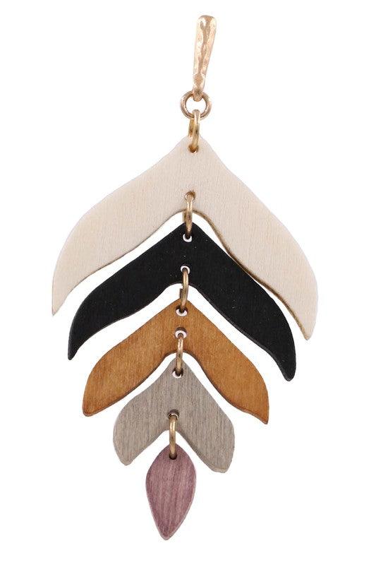 Wood Leaf Drop Earrings - Random Hippie
