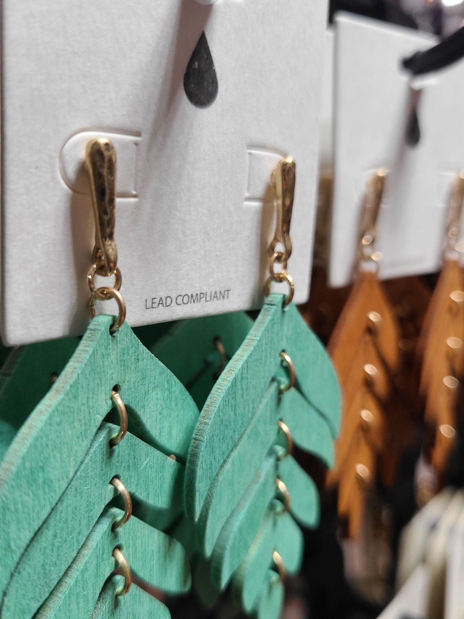 Wood Leaf Drop Earrings - Random Hippie