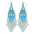 light blue and white seed bead fringe dangle earrings