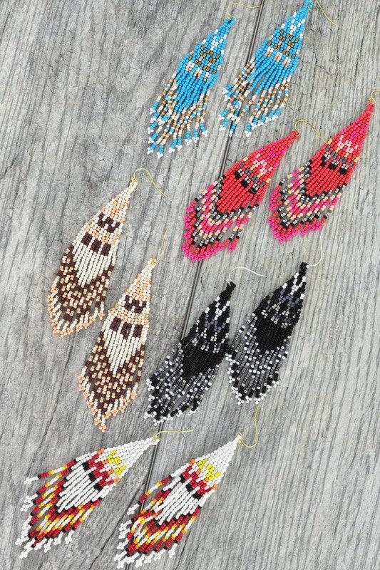 Zigzag Seed Bead Fringe Earrings - Random Hippie