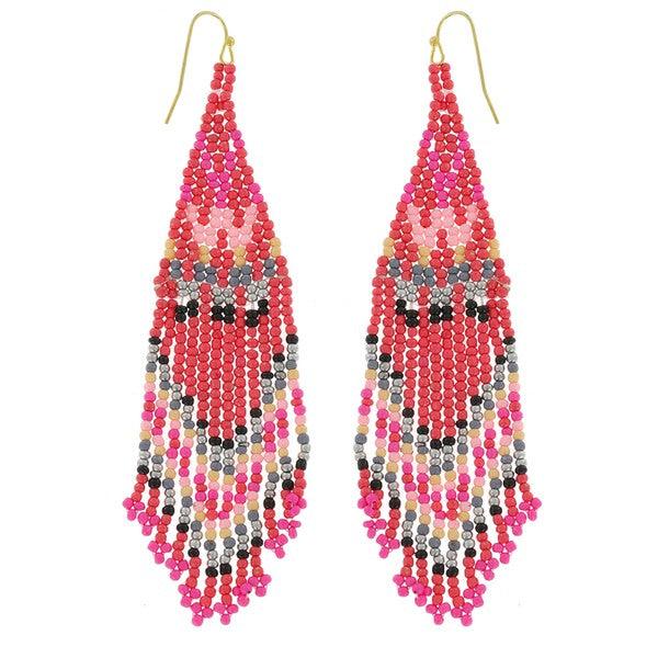 Zigzag Seed Bead Fringe Earrings - Random Hippie